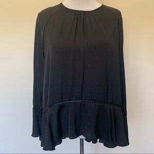 Satin black long sleeve shirt